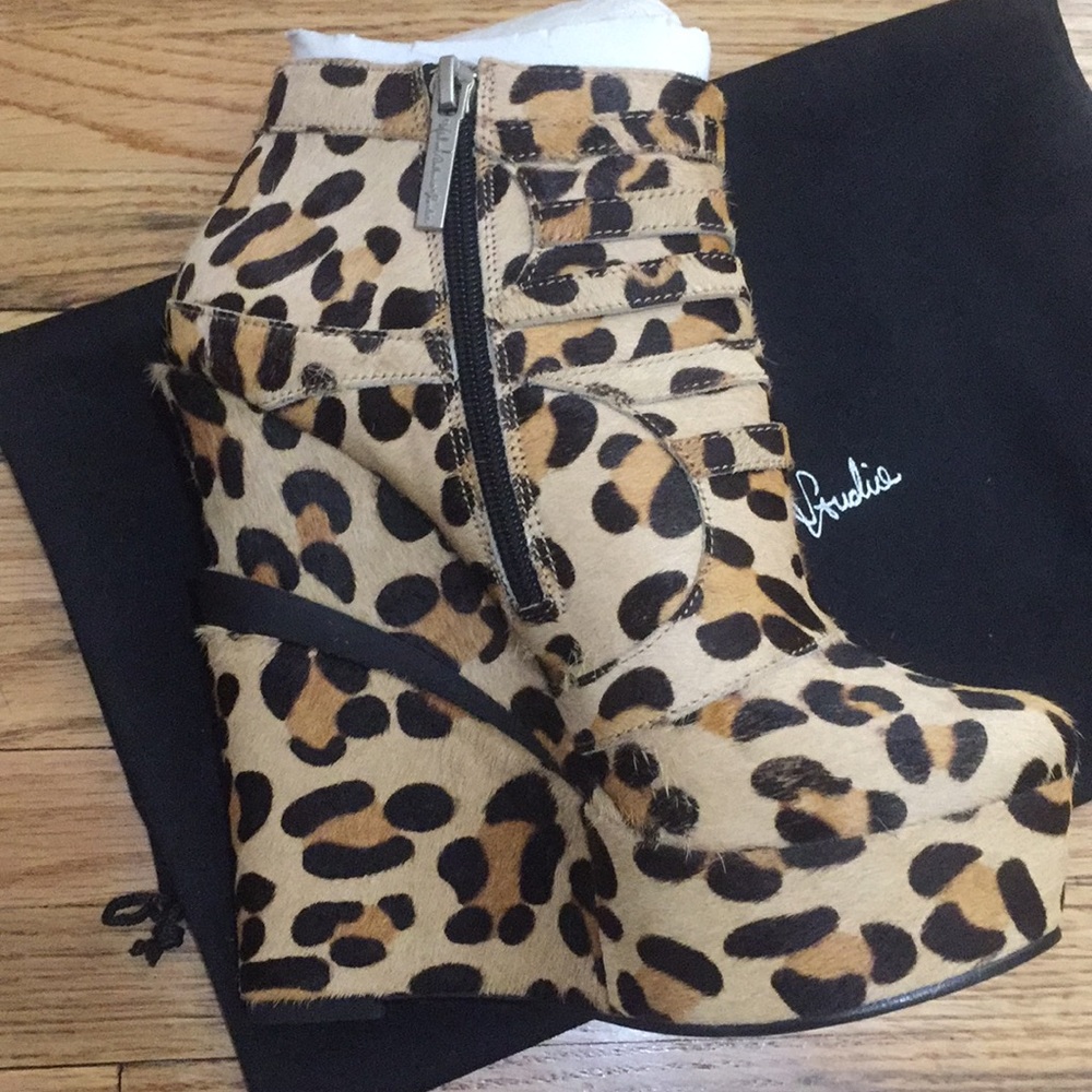 Michael Antonio Leopard Print Platform Booties - image 4